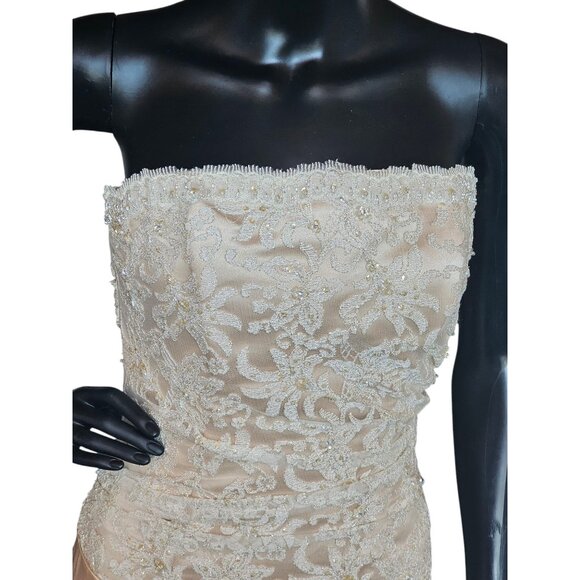 Gold Charmeuse Asymmetrical Wedding Gown - Maggie Sottero - Picture 3 of 8